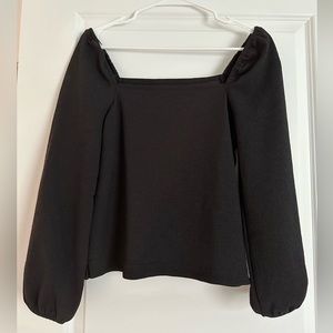 Madewell crepe square-neck puff-sleeve top